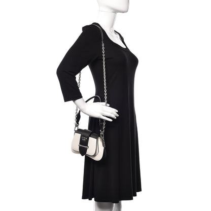 Prada City Calfskin Small Sidonie Shoulder Bag White Black 2 of 8