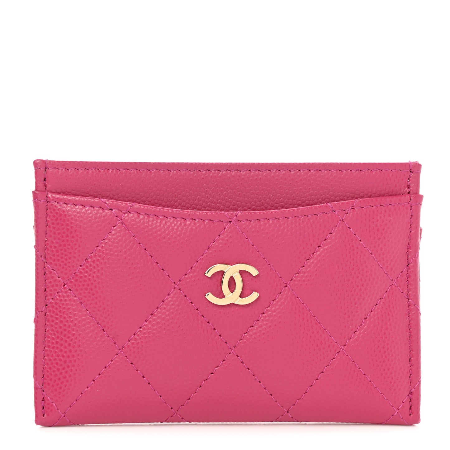 Caviar Quilted Card Holder Pink