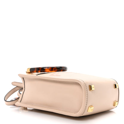 Fendi Vitello King Plexiglass Logo Embossed Mini Fendi Sunshine Shopper Tote Poudre 4 of 10