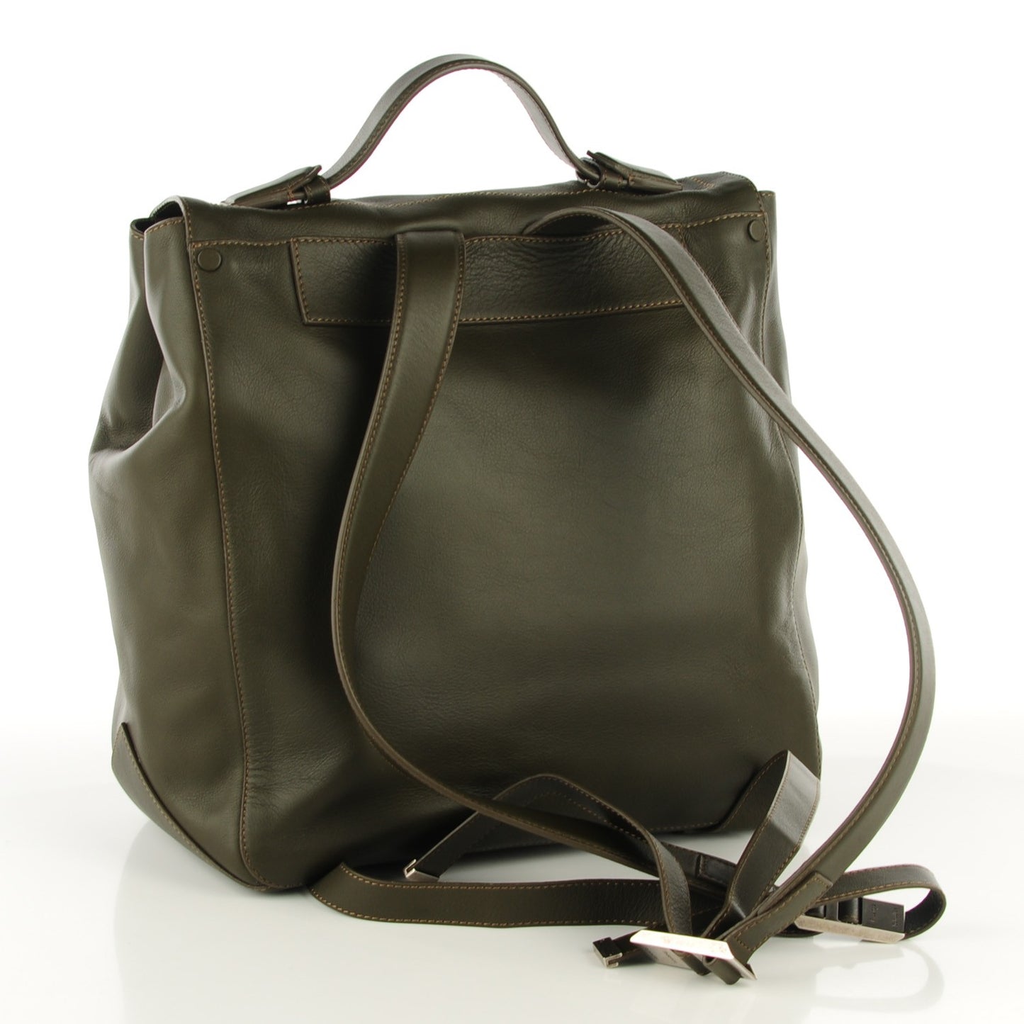Calfskin PS Courier Backpack Dark Moss