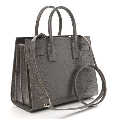Saint Laurent Calfskin Crocodile Embossed Baby Sac De Jour Fog 3 of 11