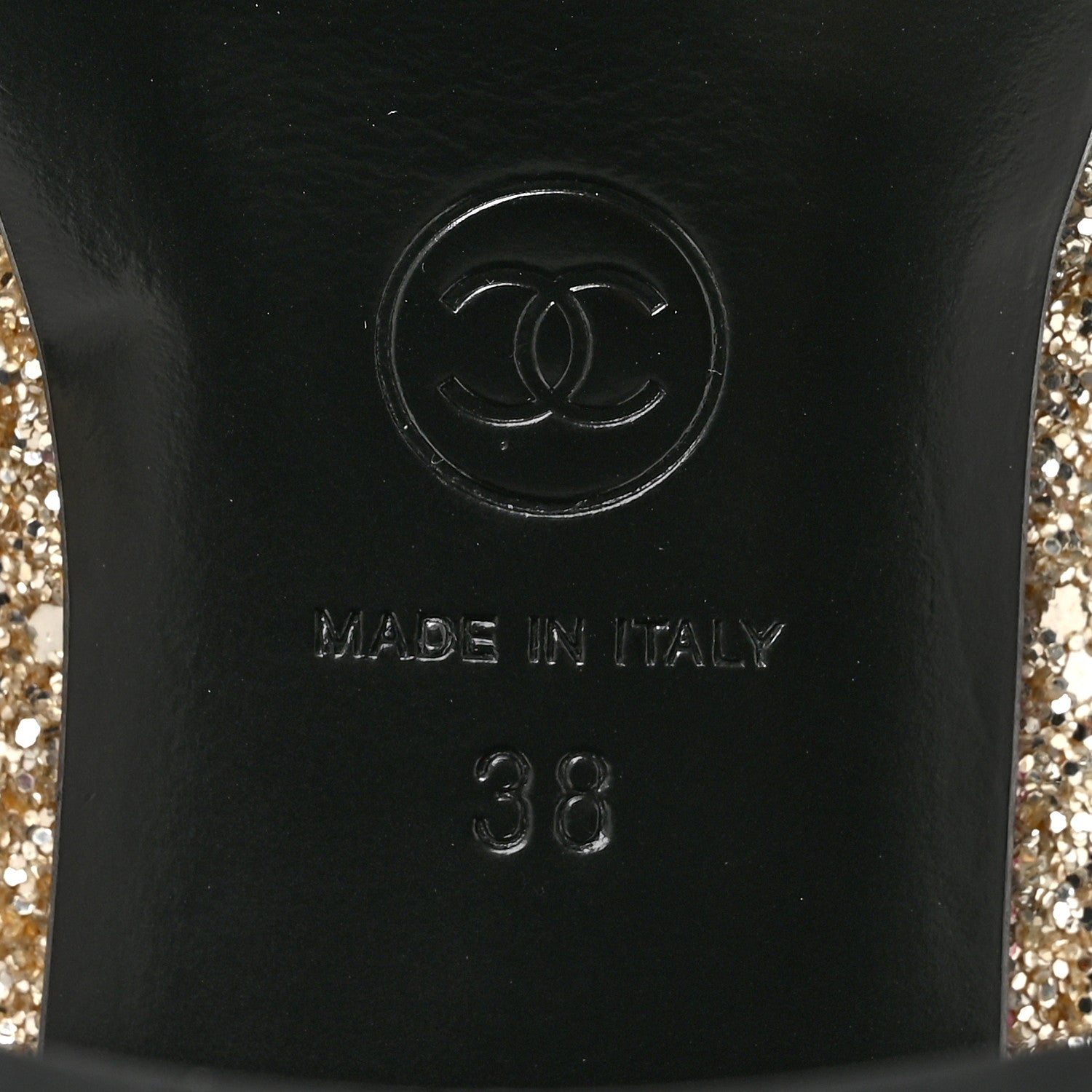 Chanel Glitter Lambskin Cap Toe CC Mary Jane Pumps 38 Light Gold Black 8 of 10