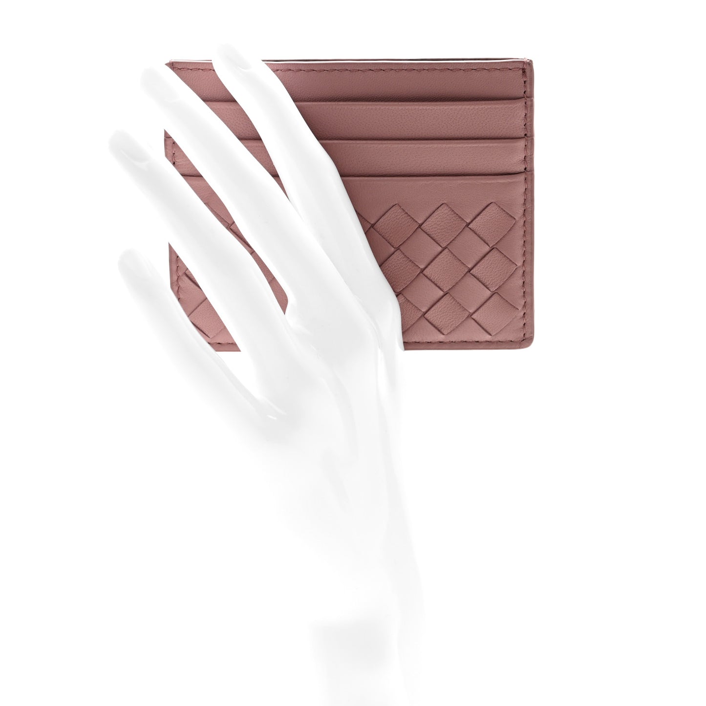 Nappa Intrecciato Card Holder Deco Rose