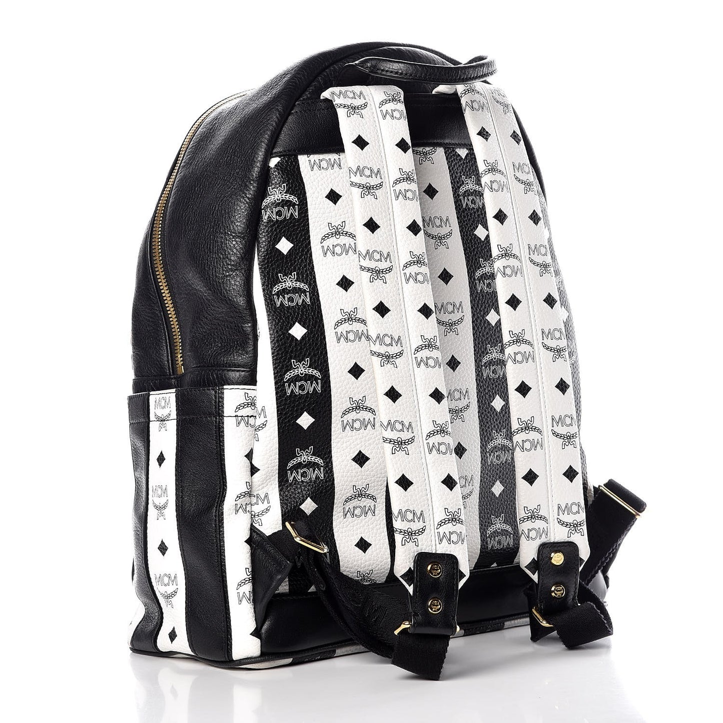 Striped Visetos Studded Medium Stark M Backpack Black White