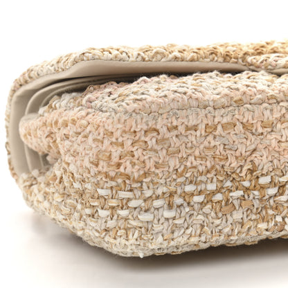 Chanel Tweed Quilted Medium Double Flap Beige Ecru Pink 9 of 11