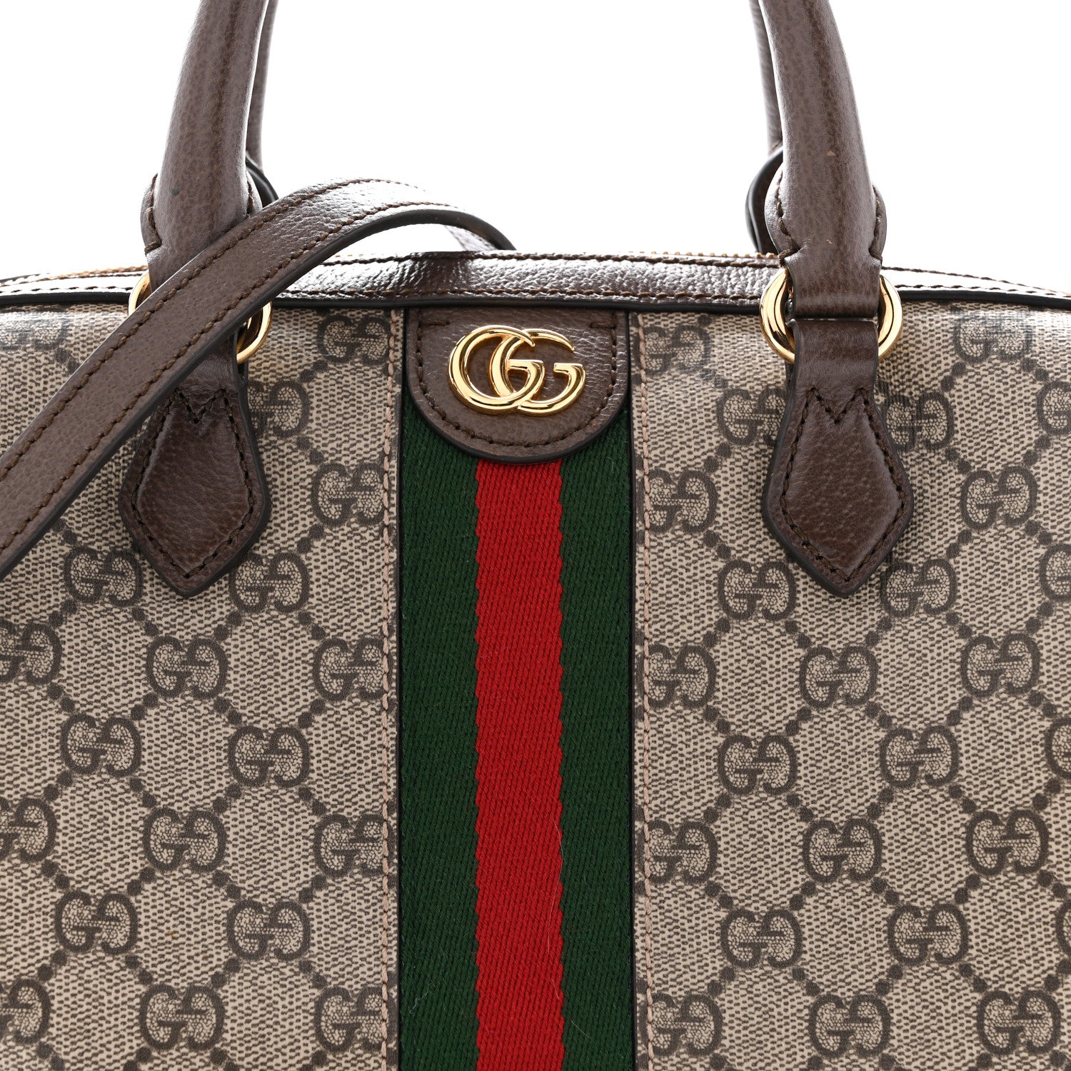 Gucci GG Supreme Monogram Web Small Ophidia Top Handle Bag Beige