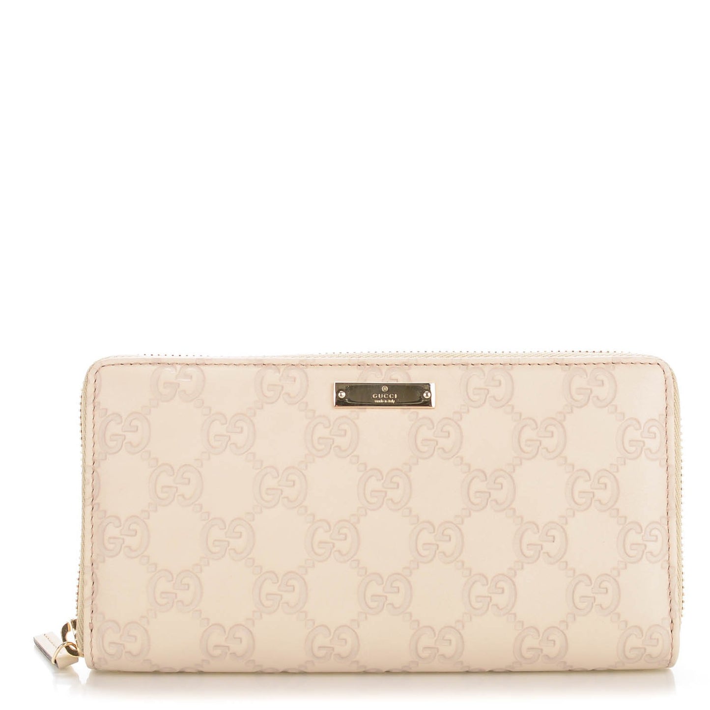 Guccissima Metal Bar Zip Around Wallet Off White
