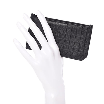 Saint Laurent Grained Calfskin 5 Fragments Zip Pouch Card Holder Black 2 of 8