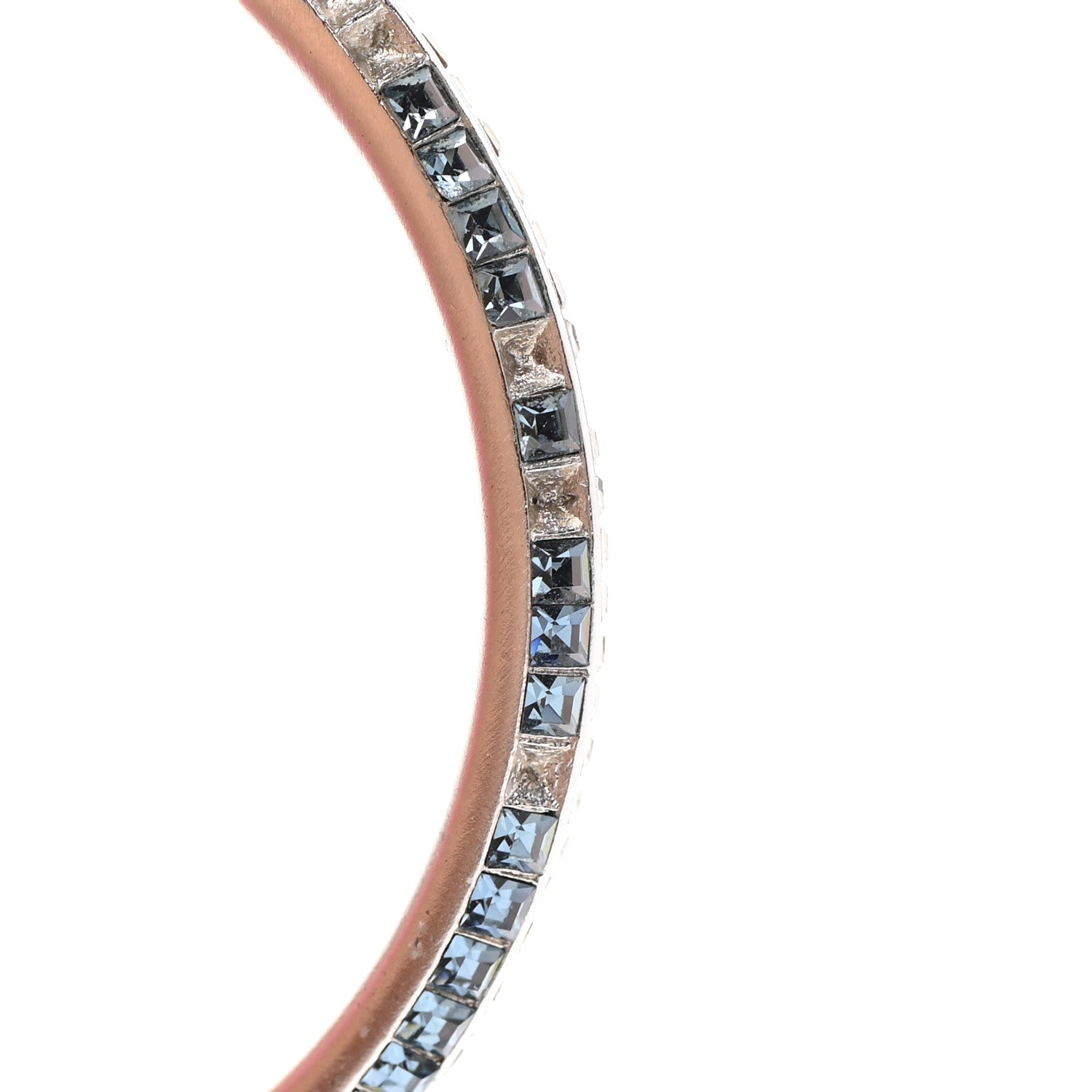 Chanel Crystal CC Hoop Drop Earrings Silver Blue 4 of 7