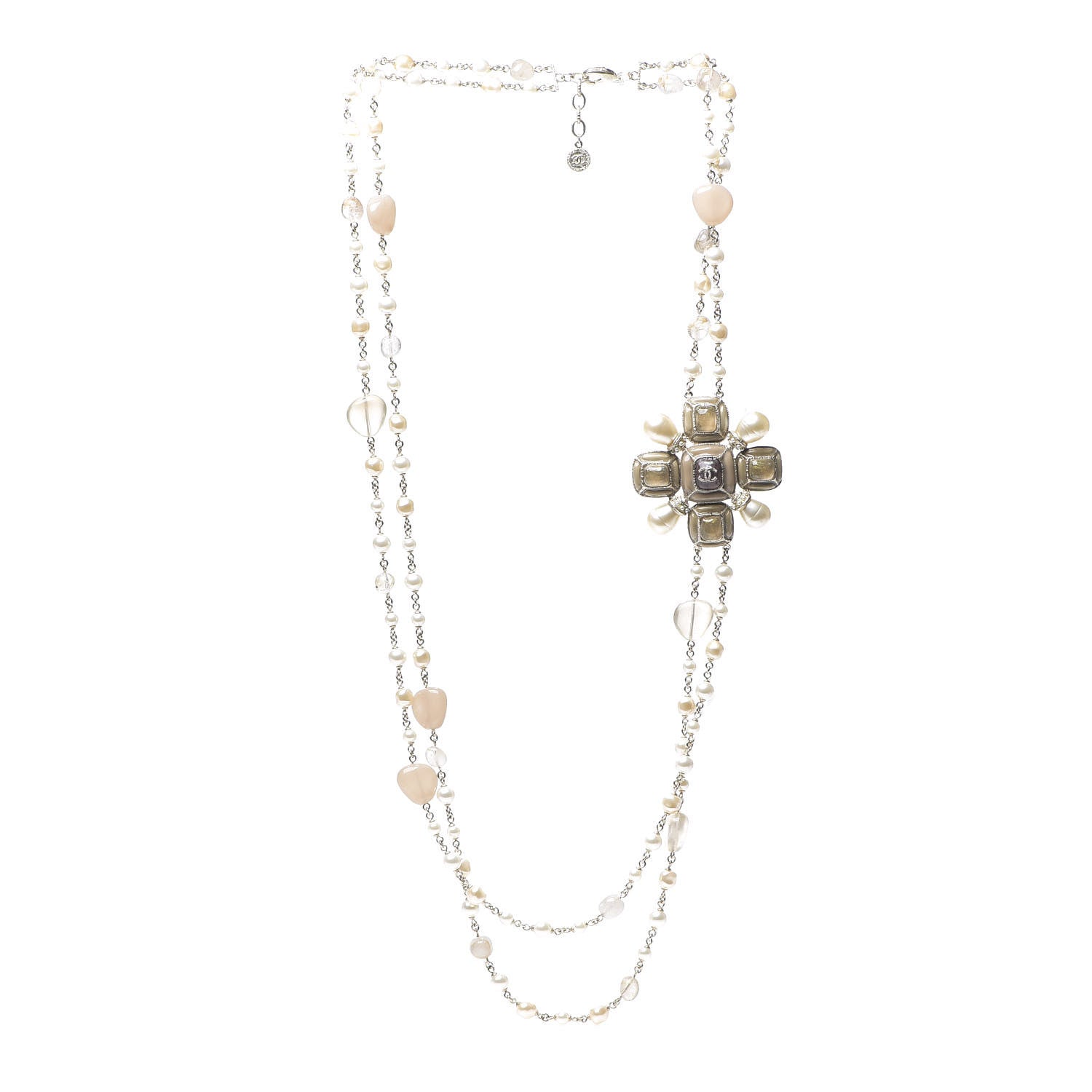 Chanel Glass Pearl Gripoix Long Necklace Gold 2 of 3