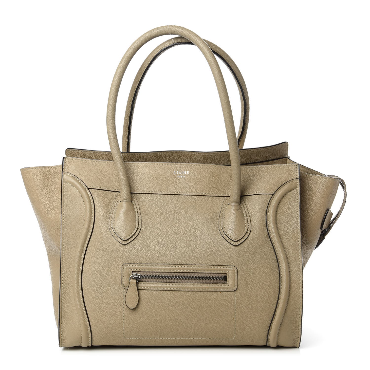 Celine Drummed Calfskin Shoulder Luggage Dune 1 of 9
