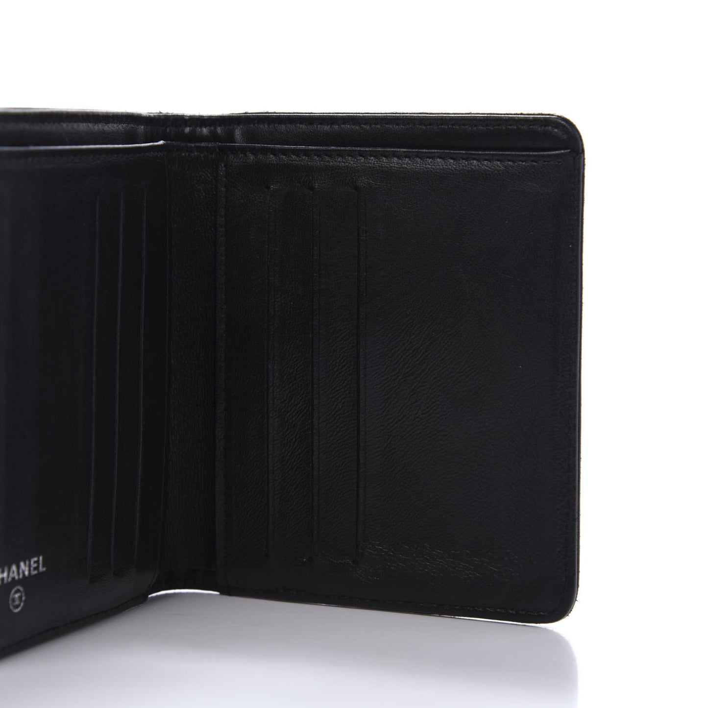 Embossed Lambskin Travel Bi-Fold Wallet Black