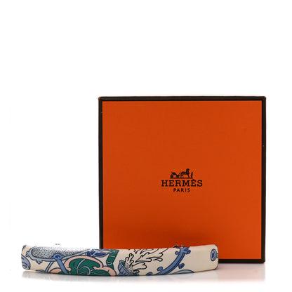 Hermes Silk La Folle Parade Eclipse Hair Clip GM Bleu Jean 5 of 5