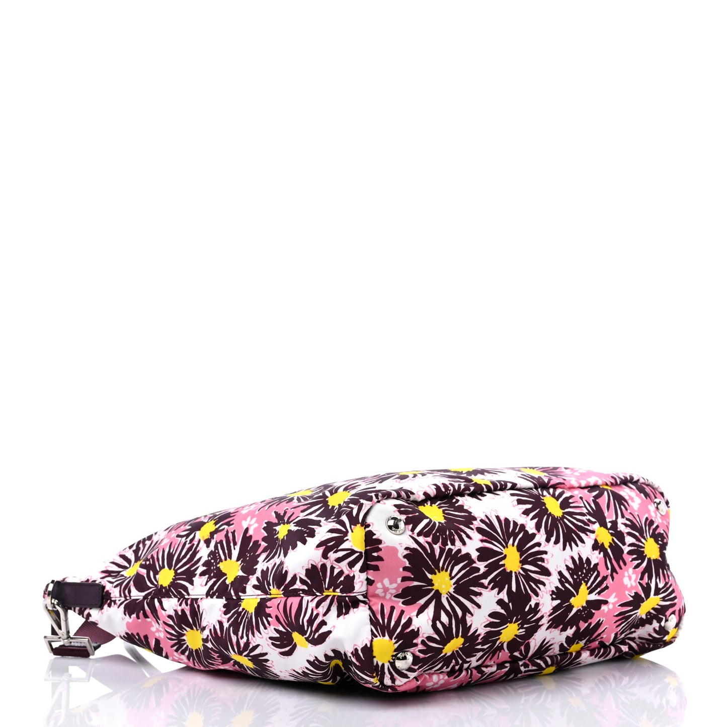 Tessuto Nylon Saffiano Floral Print Tote Bordeaux