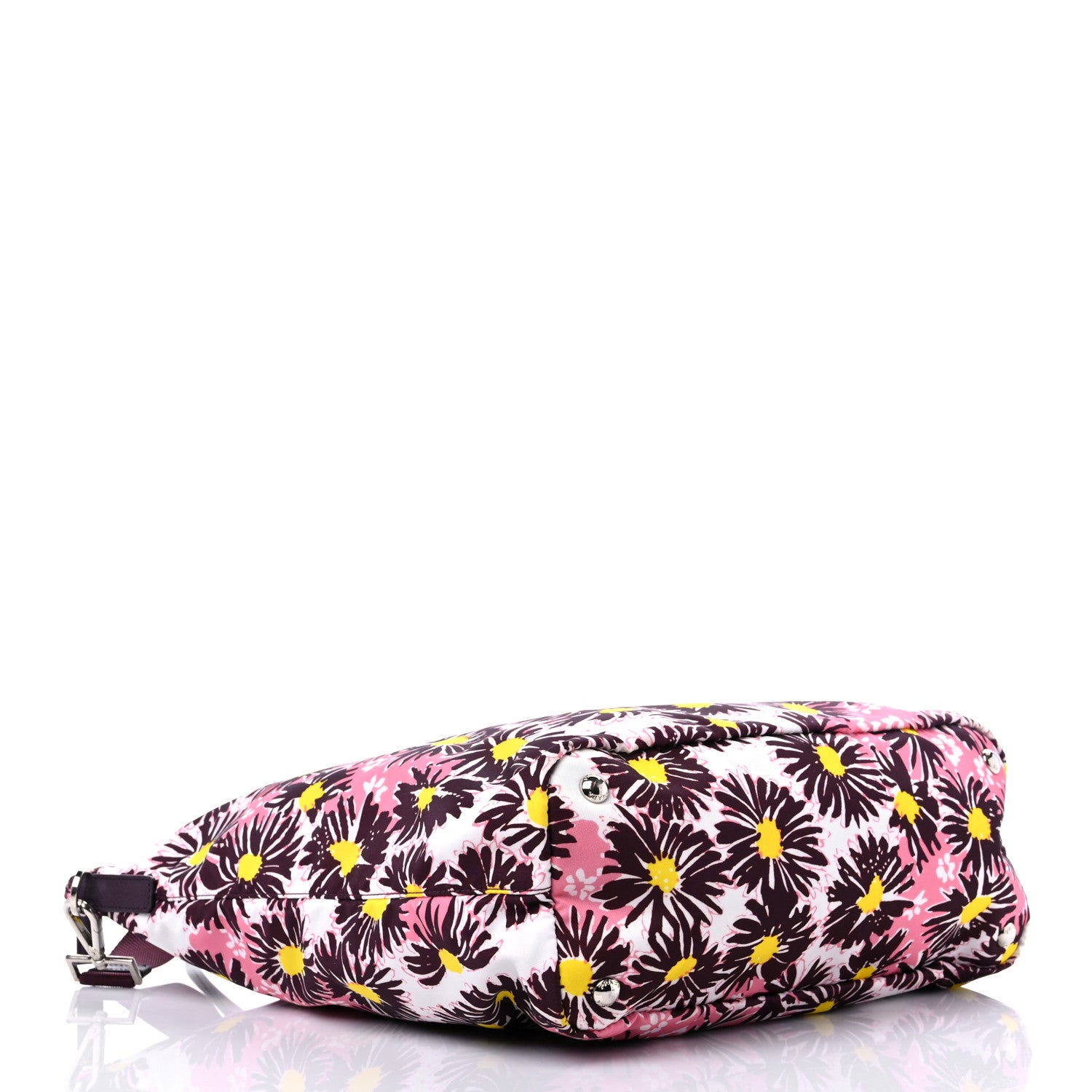 Prada Tessuto Nylon Saffiano Floral Print Tote Bordeaux 3 of 8