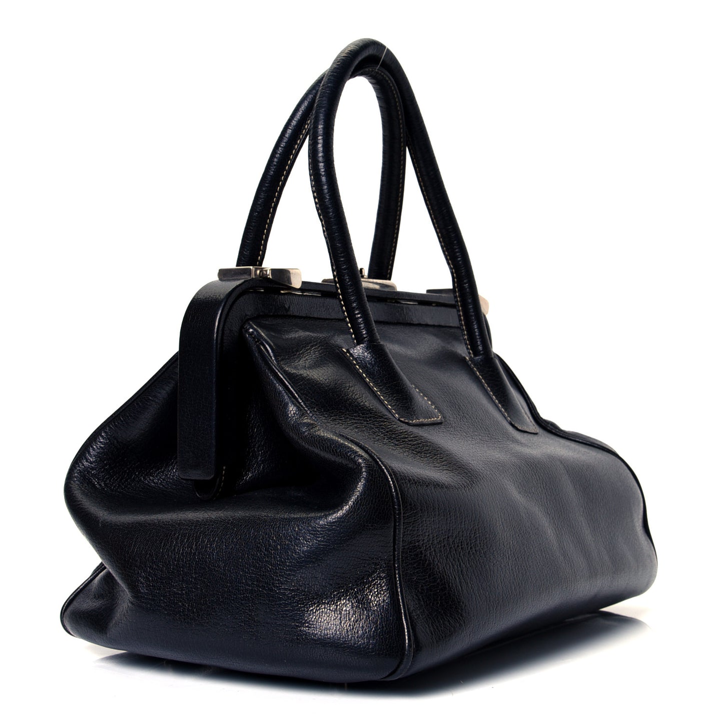 Goatskin Cerniera Doctor Bag Black