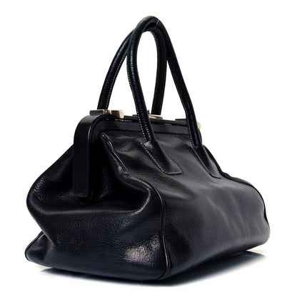 Prada Goatskin Cerniera Doctor Bag Black 2 of 4