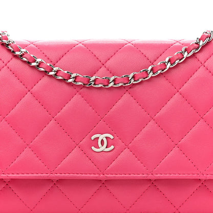 Chanel Lambskin Quilted Wallet on Chain WOC Dark Pink 8 of 11