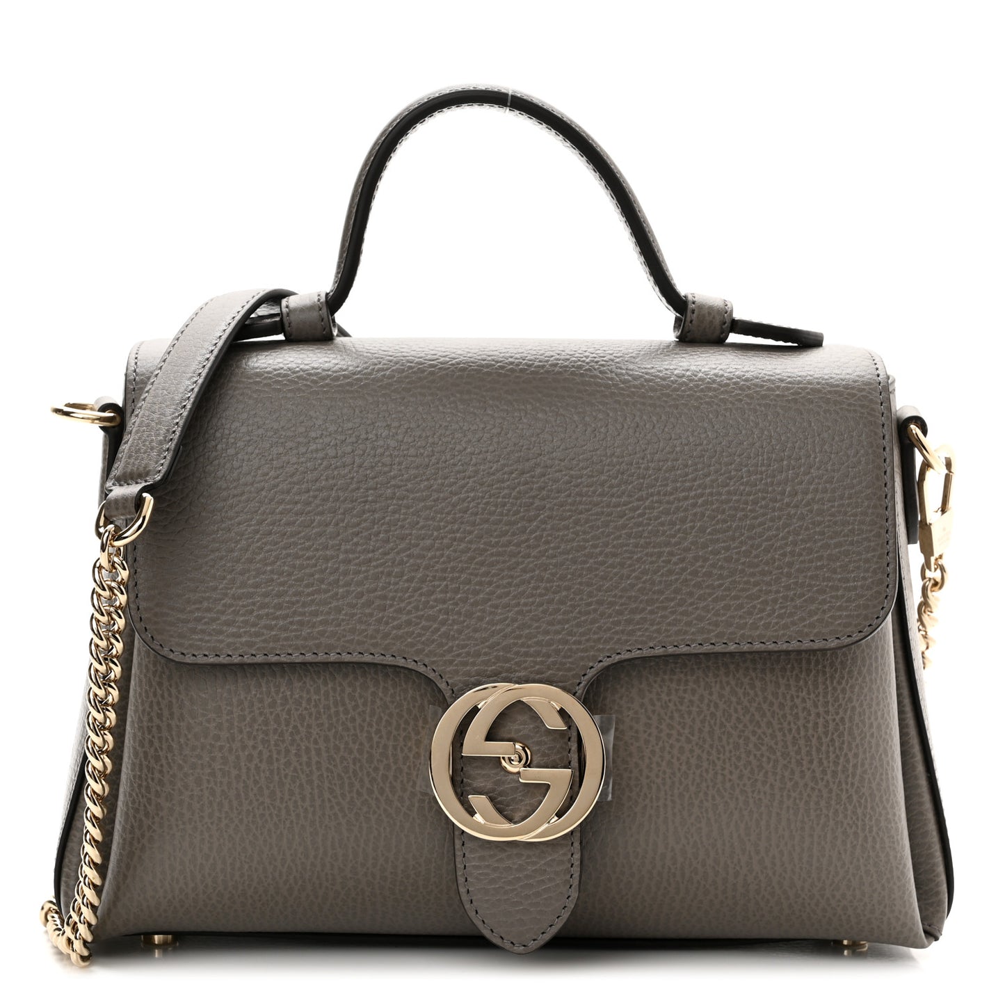 Dollar Calfskin Interlocking G Top Handle Shoulder Bag Loess