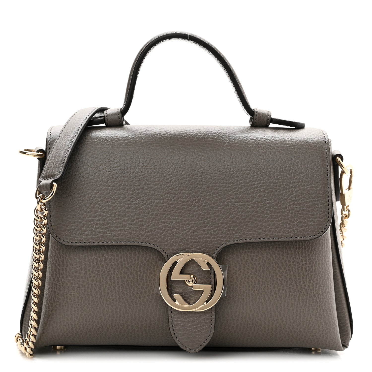 Gucci Dollar Calfskin Interlocking G Top Handle Shoulder Bag Loess 1 of 10