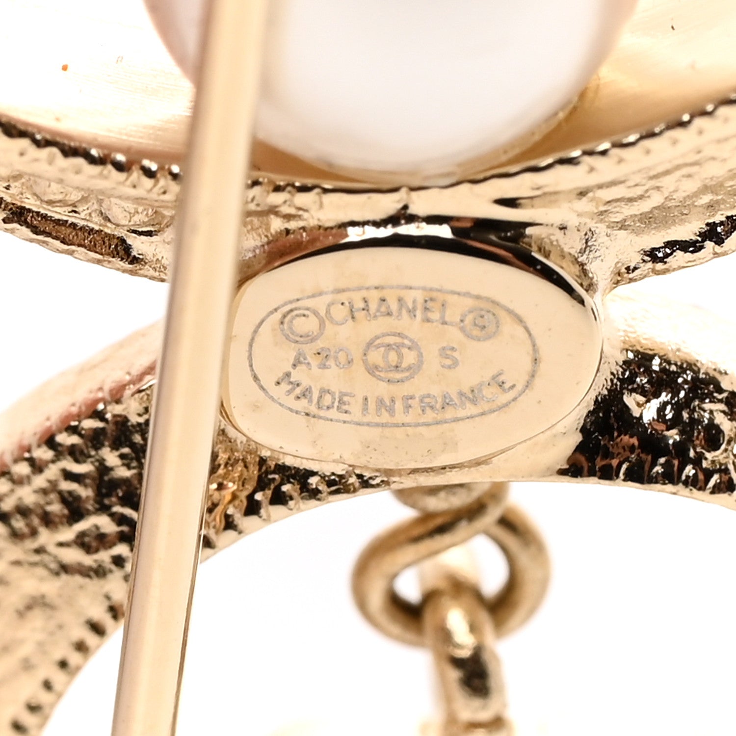 Chanel Pearl Crystal CC Drop Cat Moon Brooch Gold 3 of 4