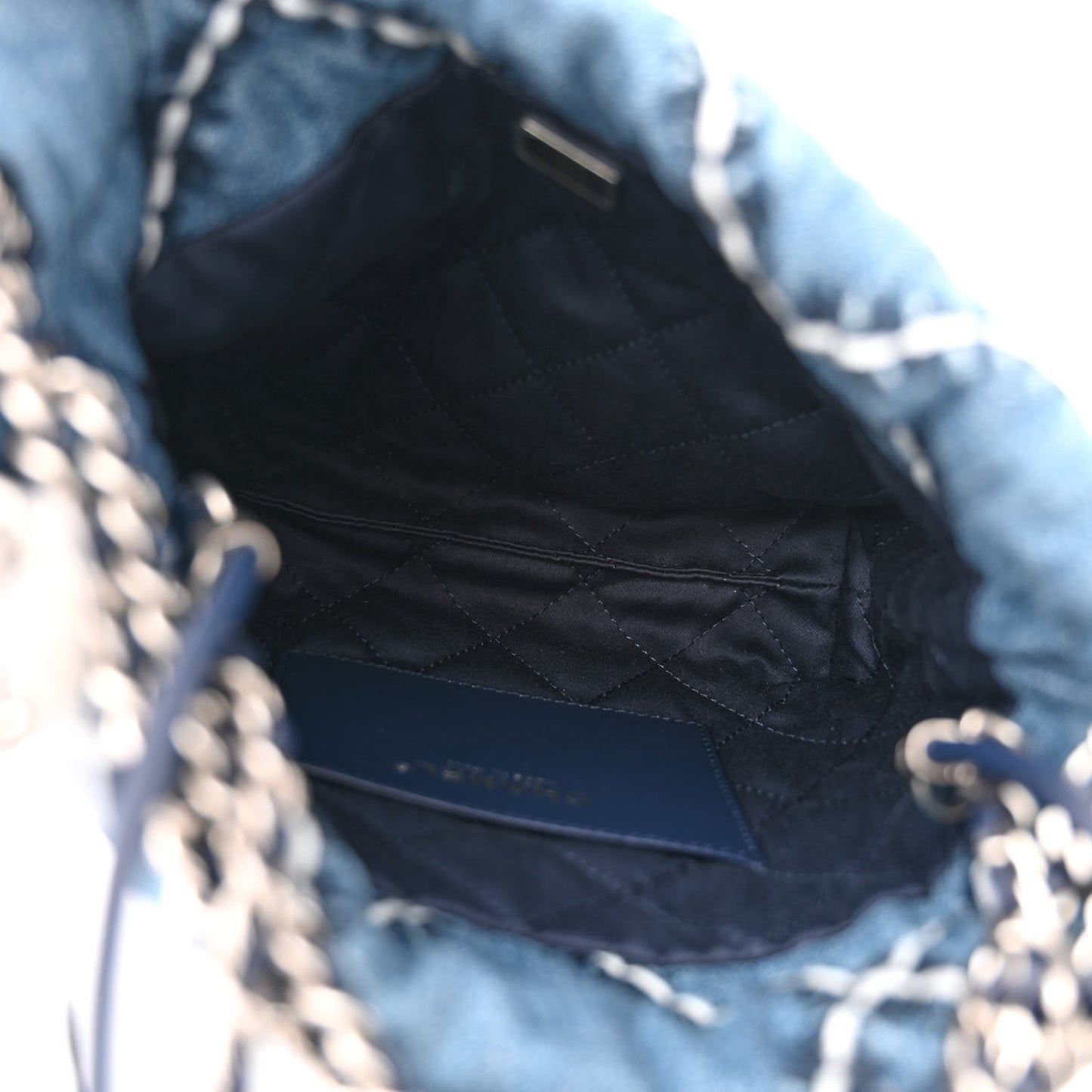Denim Stitched Quilted Mini Chanel 22 Blue