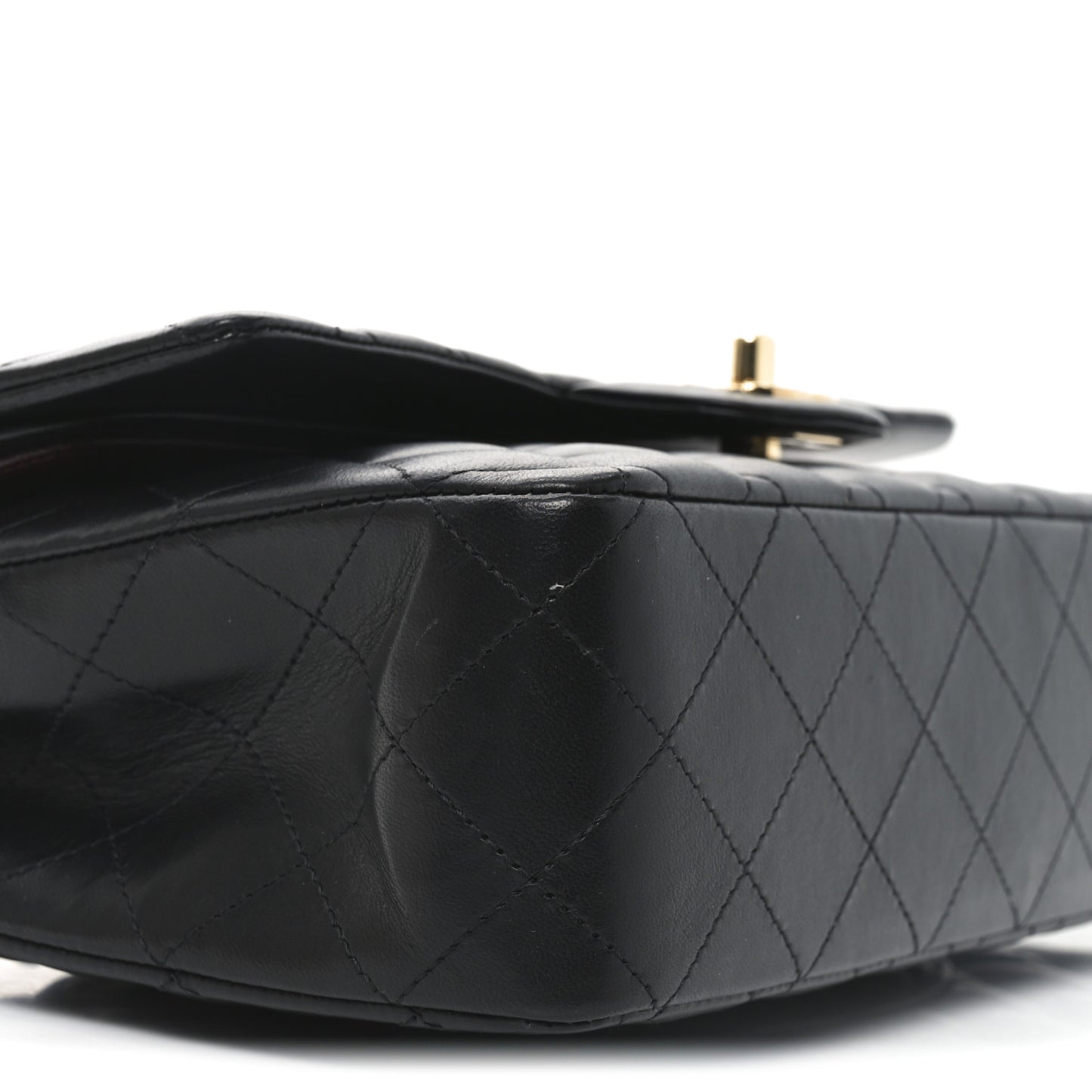 Lambskin Quilted Medium Double Flap Black