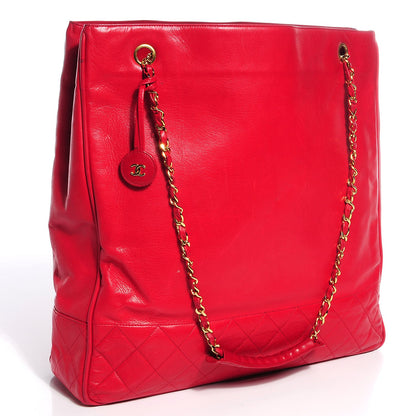 Chanel Lambskin Shoulder Bag Red 3 of 9