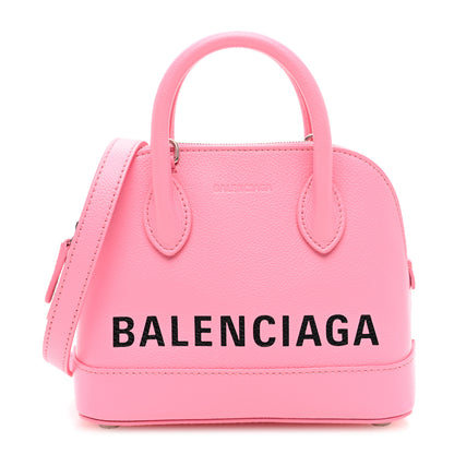 Balenciaga Signature Grained Calfskin Logo XXS Ville Top Handle Bag Rose Bubblegum Black 1 of 9