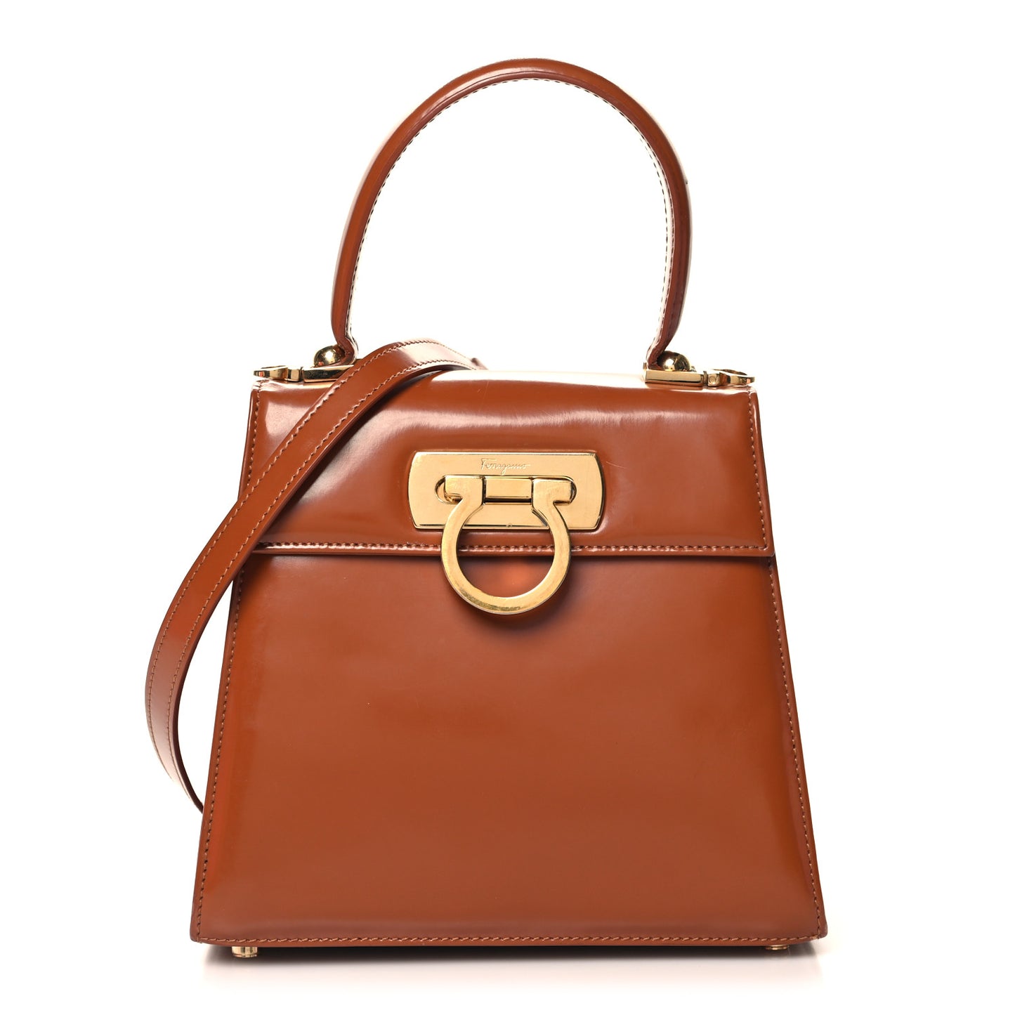 Brushed Off Calfskin Small Iconic Top Handle Cuoio