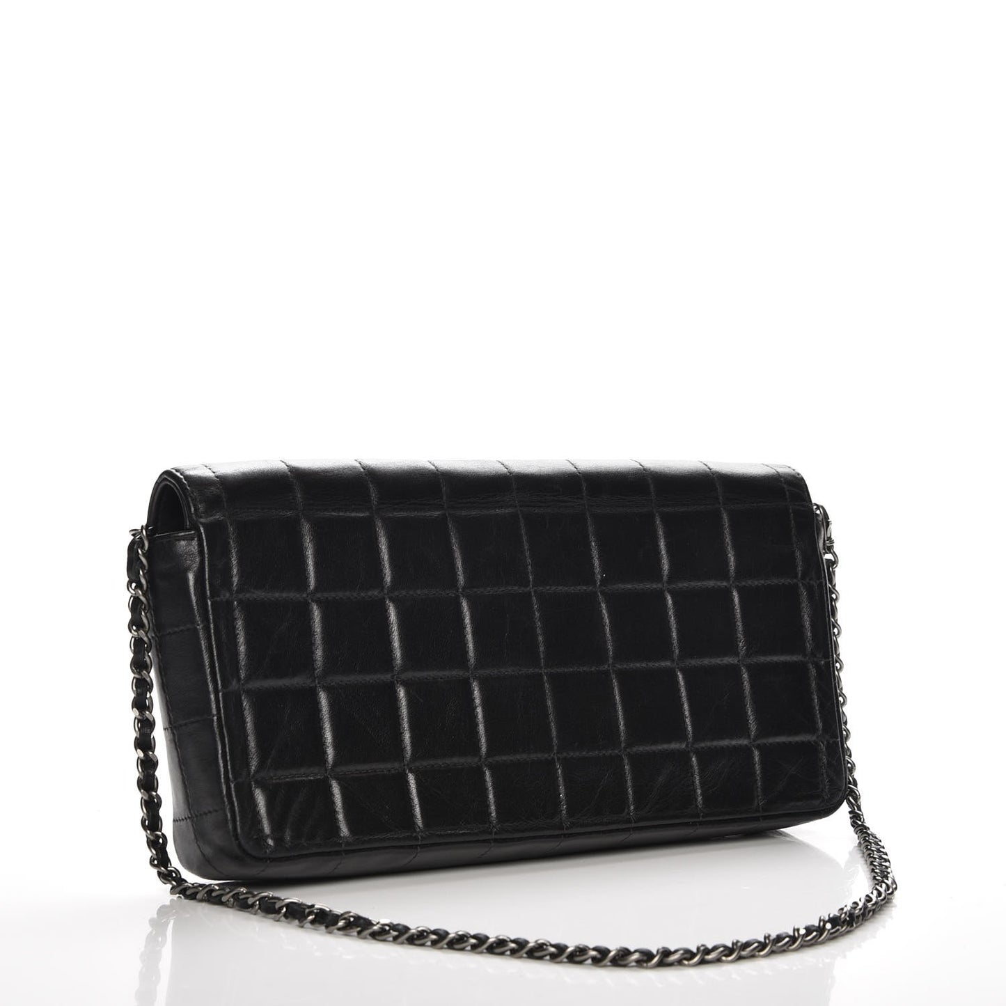 Lambskin Quilted East West Chocolate Bar Flap Black