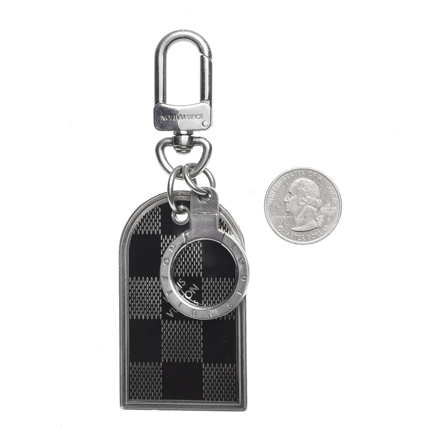 Louis Vuitton Metal Damier Luggage Tag Key Holder Silver 2 of 5