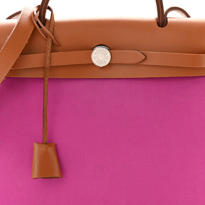 Hermes Vache Hunter Toile Herbag Zip 31 PM Magnolia Fauve 9 of 14