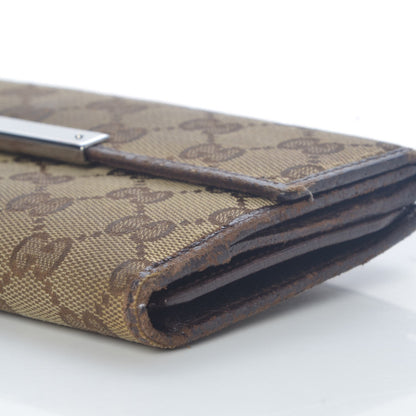 Gucci Monogram Metal Bar Continental Flap Wallet Beige Ebony Dark Brown 11 of 15
