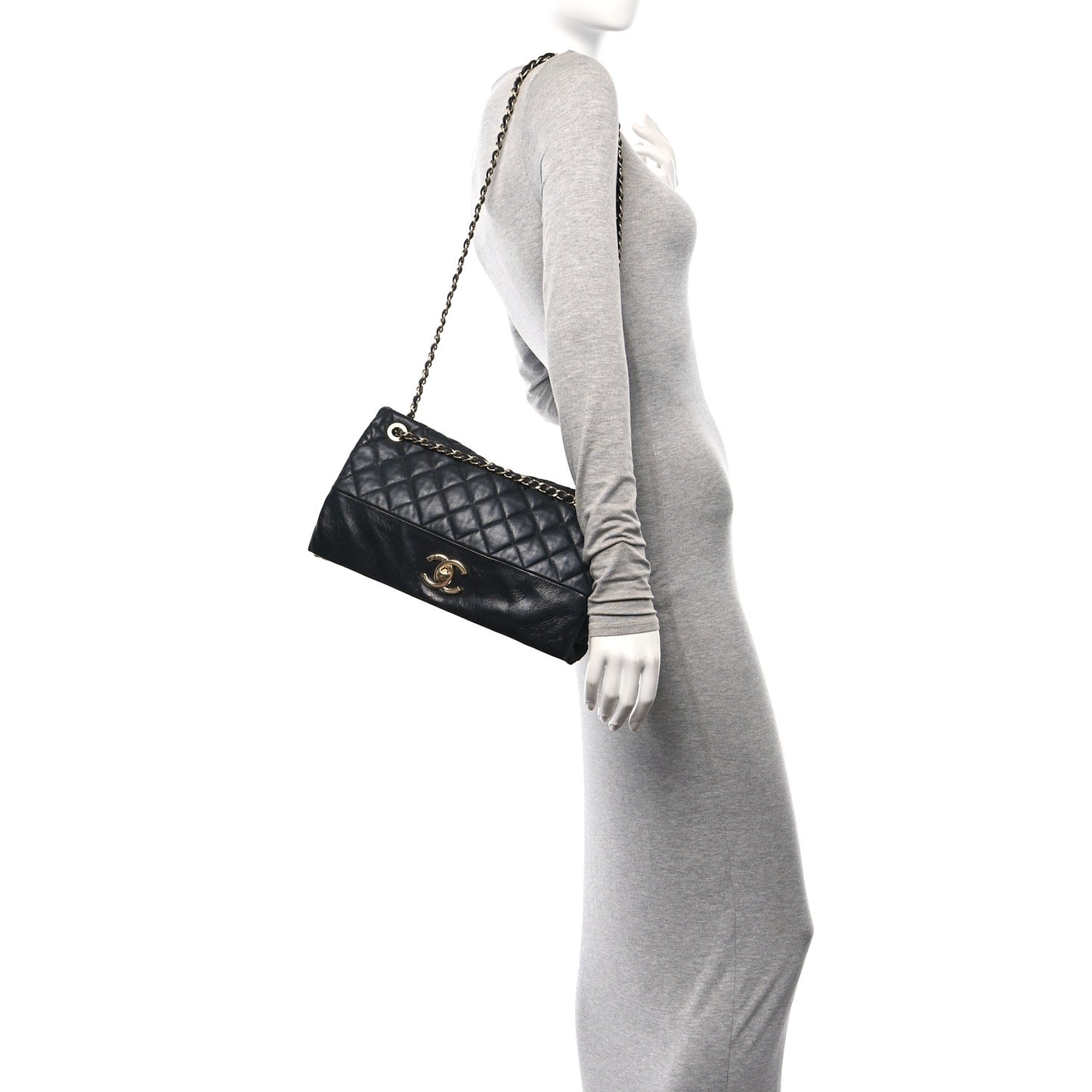 Calfskin Quilted Jumbo Soft Elegance Flap Black