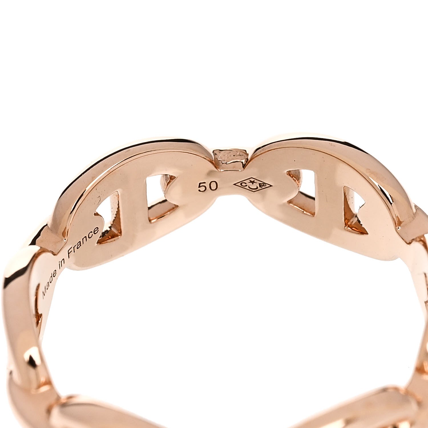 Hermes 18K Rose Gold PM Chaine d'Ancre Enchainee Ring 50 5.25 5 of 7