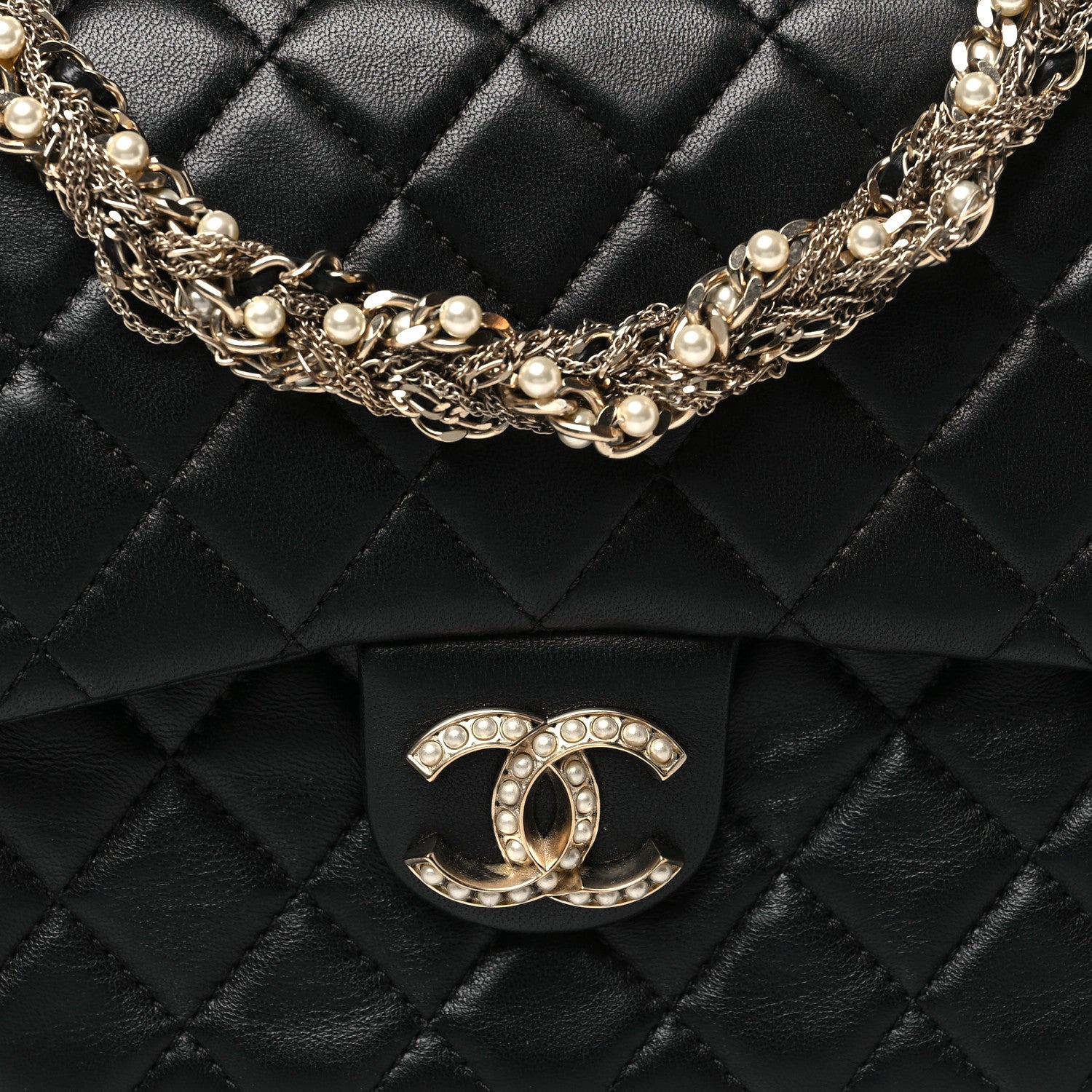 Chanel Lambskin Quilted Medium Westminster Pearl Flap Black 8 of 10