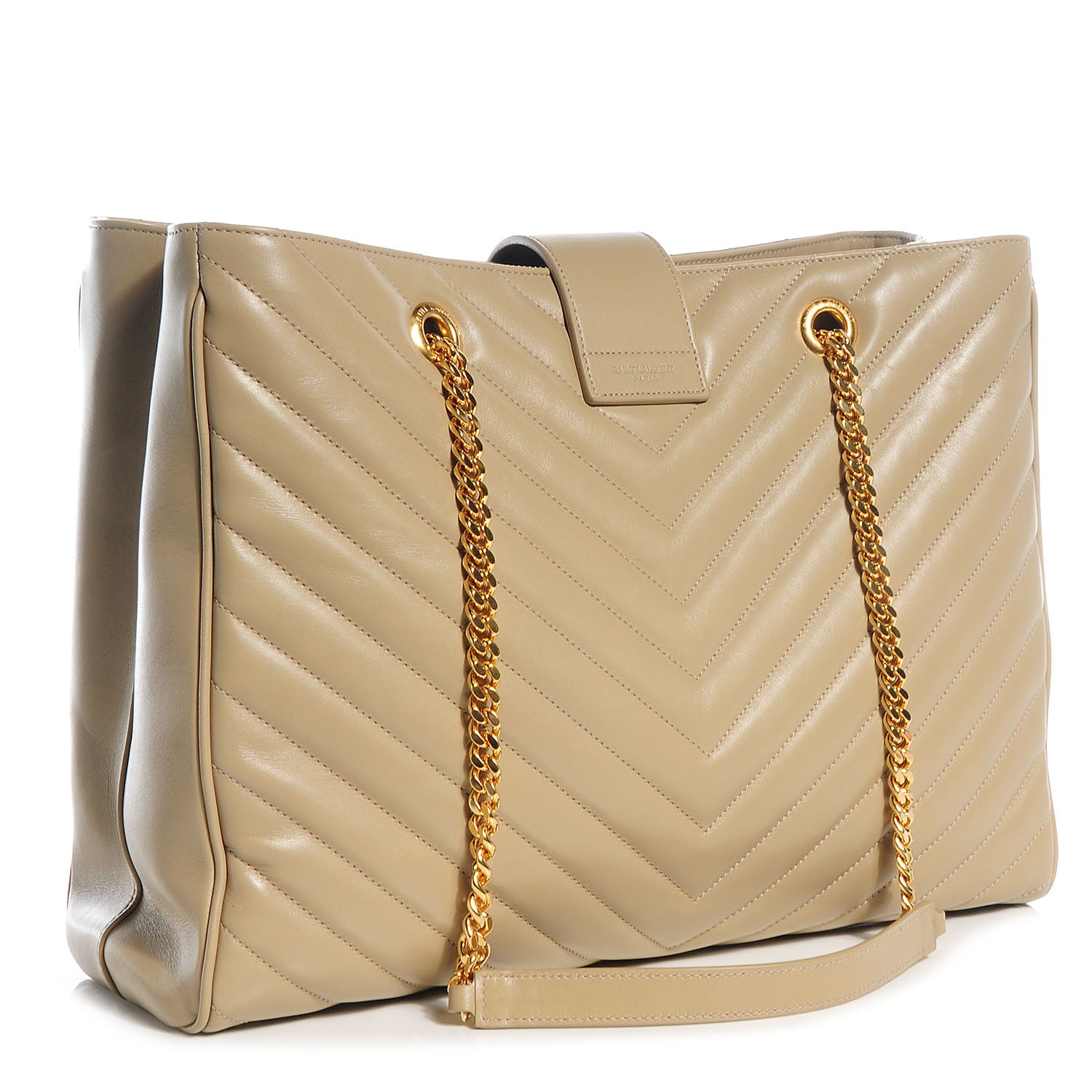 Saint Laurent Matelasse Chevron Cassandre Shopper Dark Beige 3 of 10