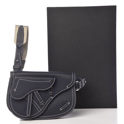 Christian Dior X KAWS Grained Calfskin Saddle Pouch Navy Blue 12 of 12