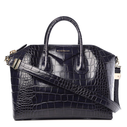 Givenchy Calfskin Crocodile Embossed Medium Antigona Dark Blue 1 of 7