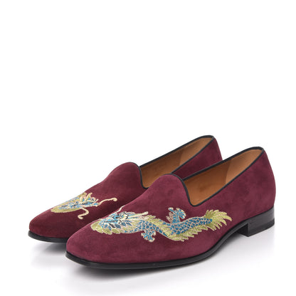 Gucci Suede Dragon Embroidered Mens Loafers 7.5 New Vineya 3 of 13