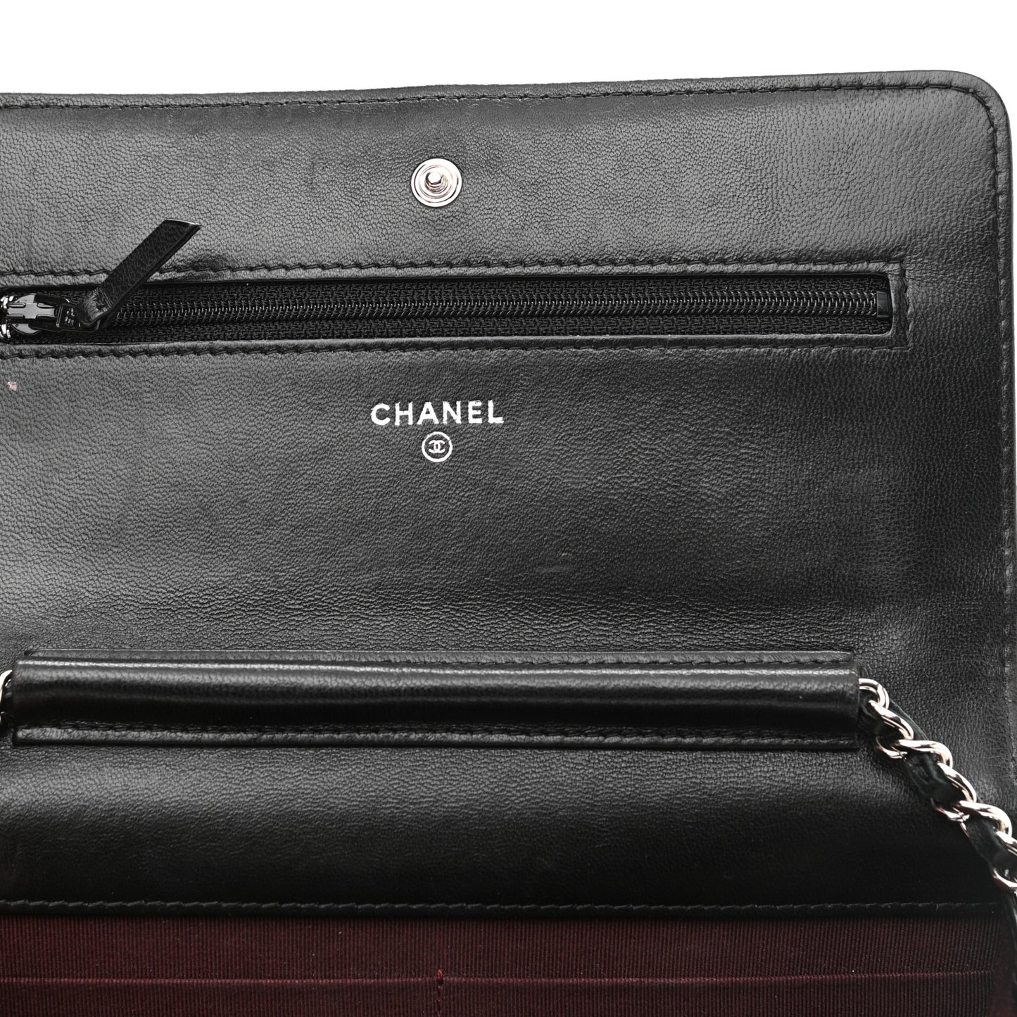 Lambskin Quilted Wallet On Chain WOC Black