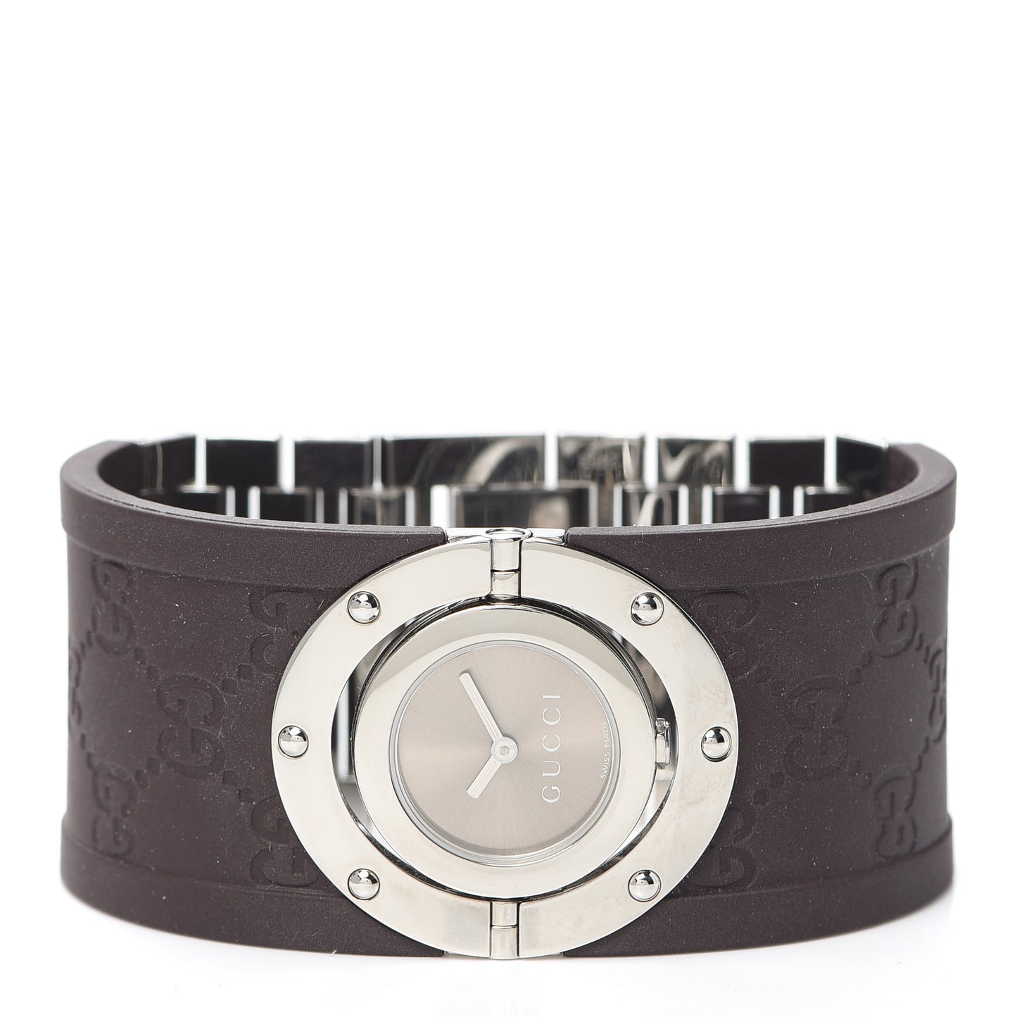 Stainless Steel Rubber 33mm Twirl Quartz Watch Brown