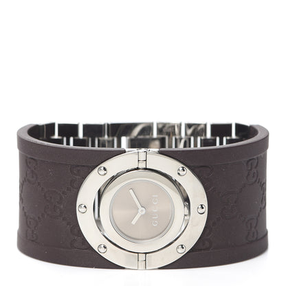 Gucci Stainless Steel Rubber 33mm Twirl Quartz Watch Brown 2 of 6