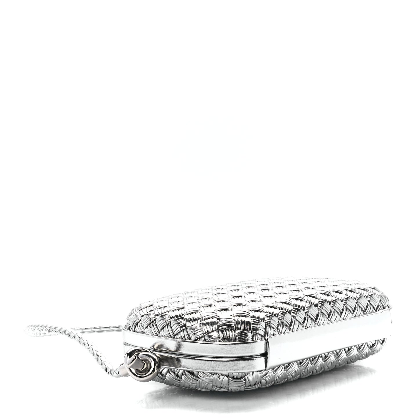 Metallic Calfskin Intrecciato Knot On Strap Silver