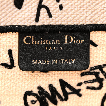 Christian Dior Canvas Embroidered Medium Dioramour Graffiti Book Tote Latte Multicolor 6 of 13