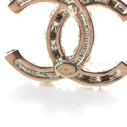 Chanel Crystal Pearl CC Dazzling Domino Earrings Gold 4 of 5