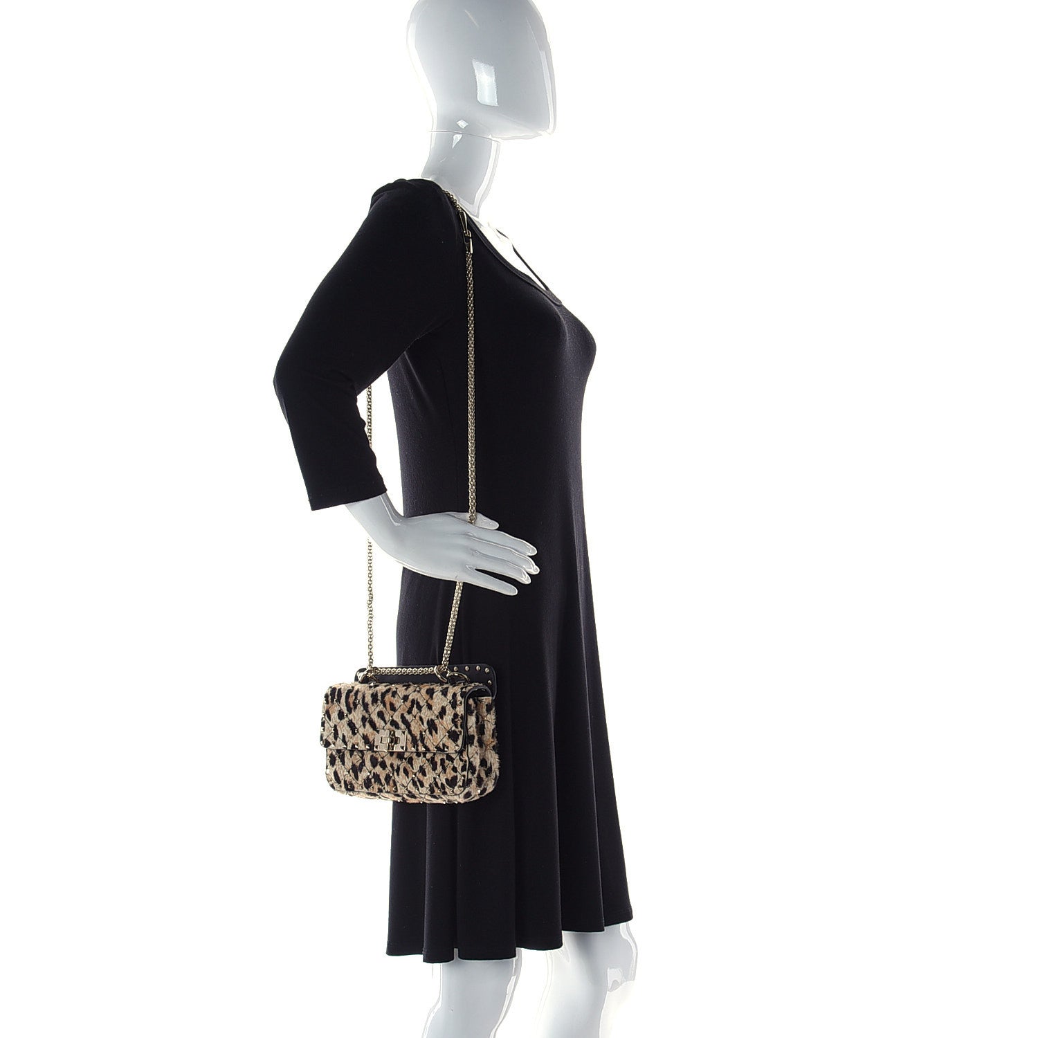Valentino Garavani Calf Hair Leopard Print Small Rockstud Spike Shoulder Bag 2 of 10