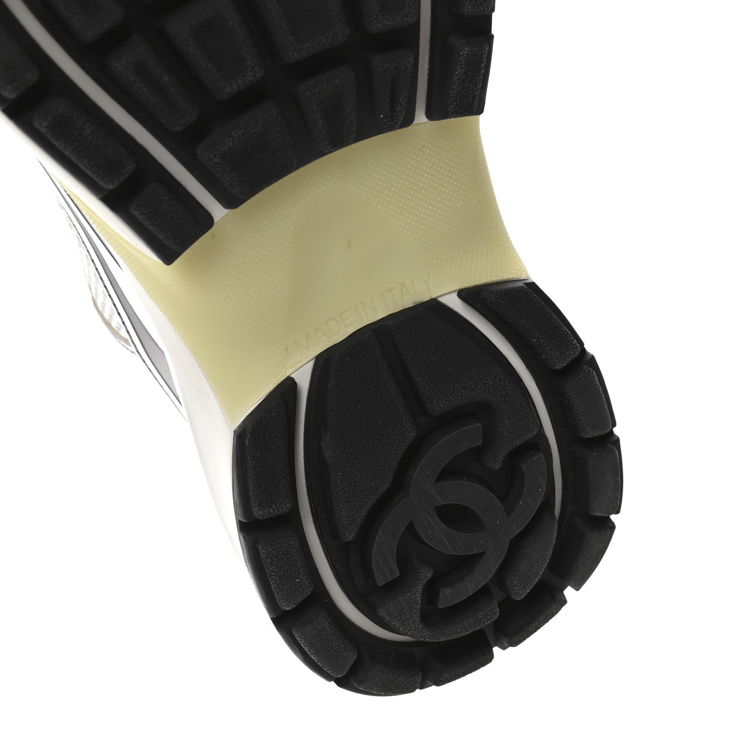 Chanel Fabric Laminated Calfskin Stretch CC Sneakers 35 White Silver 8 of 10