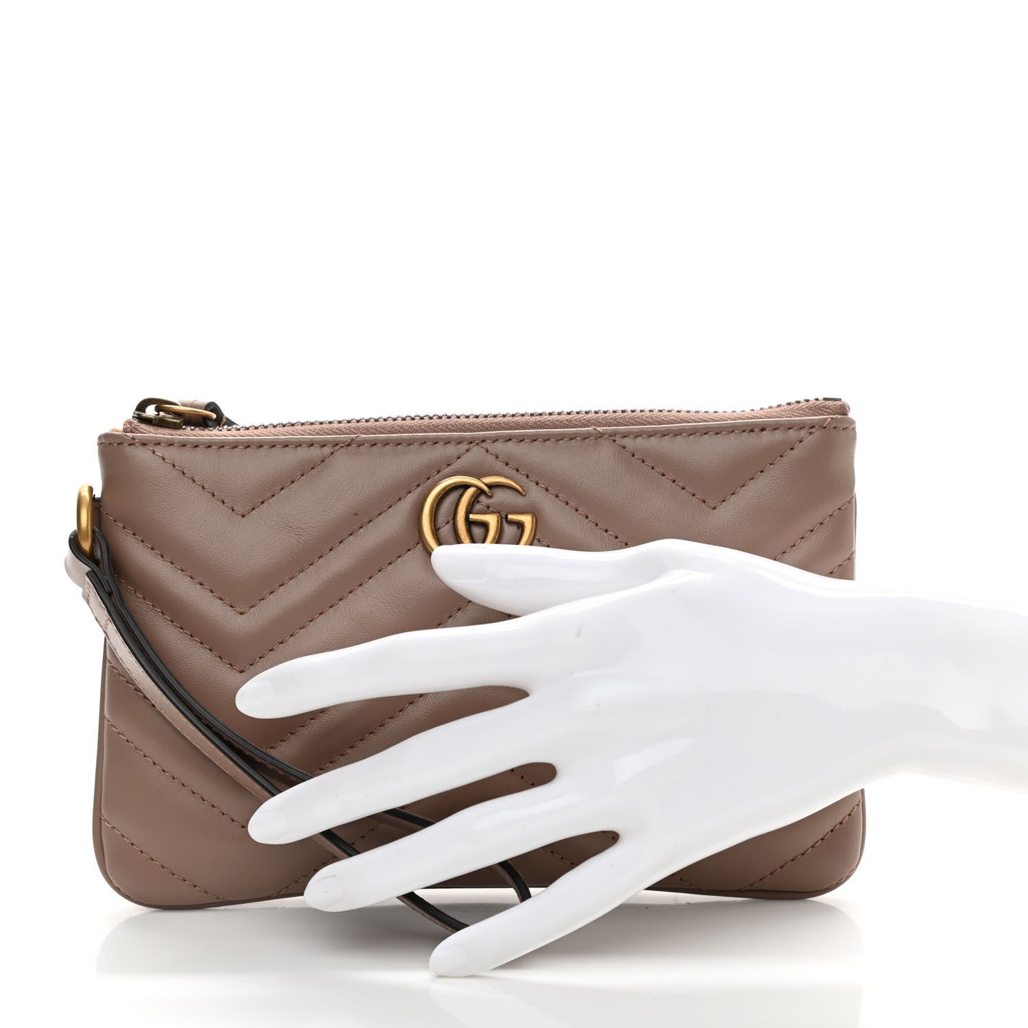 Gucci Calfskin Matelasse GG Marmont Wrist Wallet Porcelain Rose 2 of 7